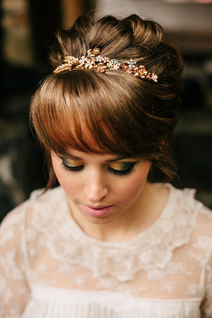 Updo with Wispy Bangs