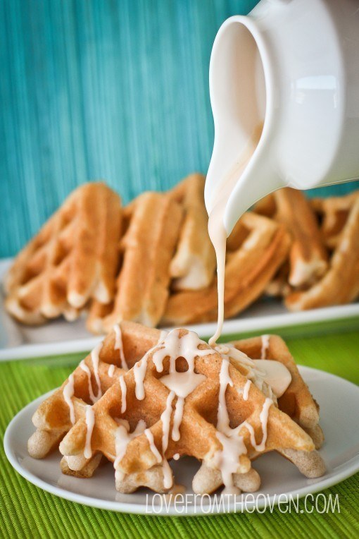 Waffles with Cinnamon Roll Glaze