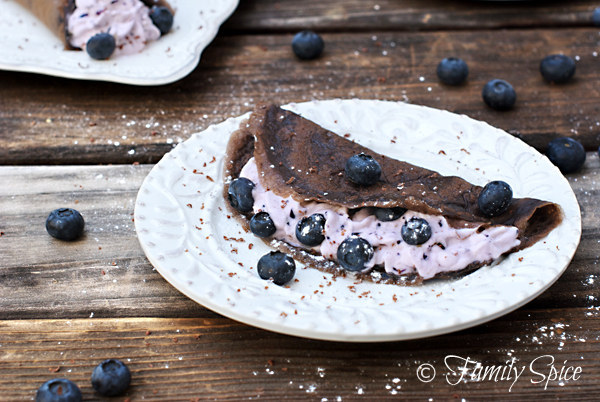 Chocolate Crepe with Blueberry Cream