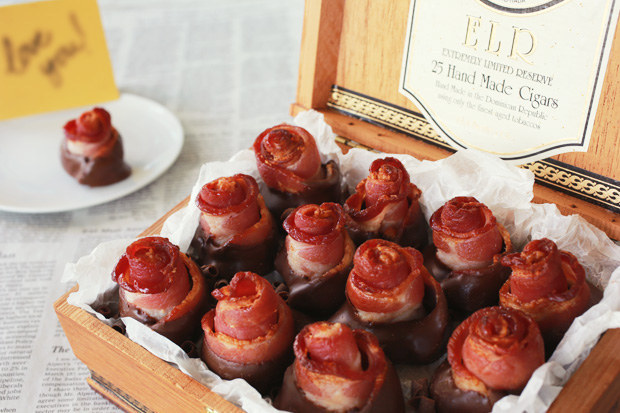 Chocolate-dipped Bacon Roses
