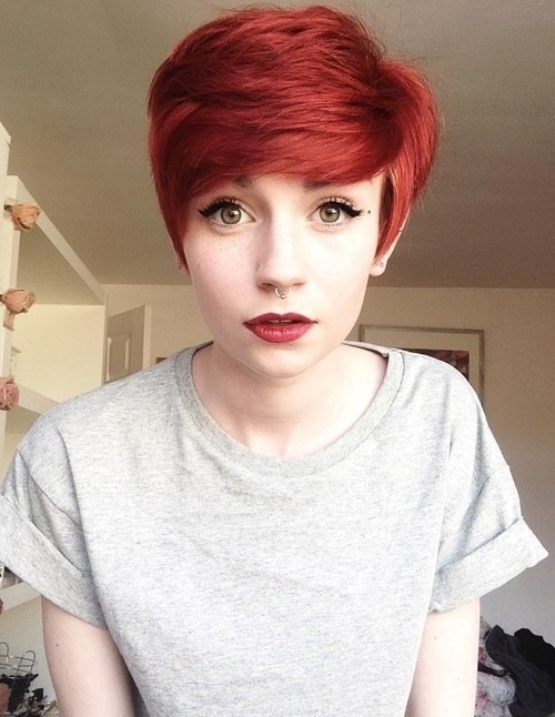 Cute Red Pixie Haircut for Girls