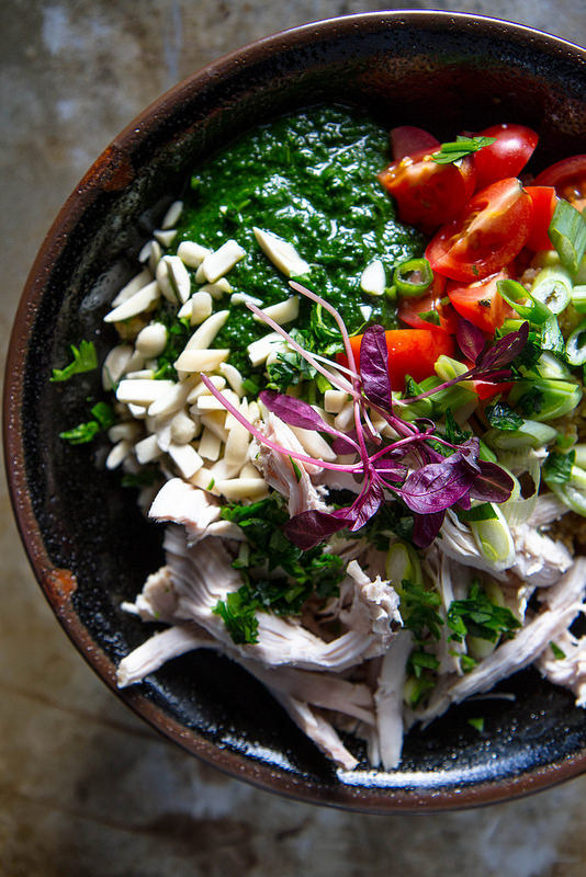 Quinoa, Chicken and Kale Pesto Bowl