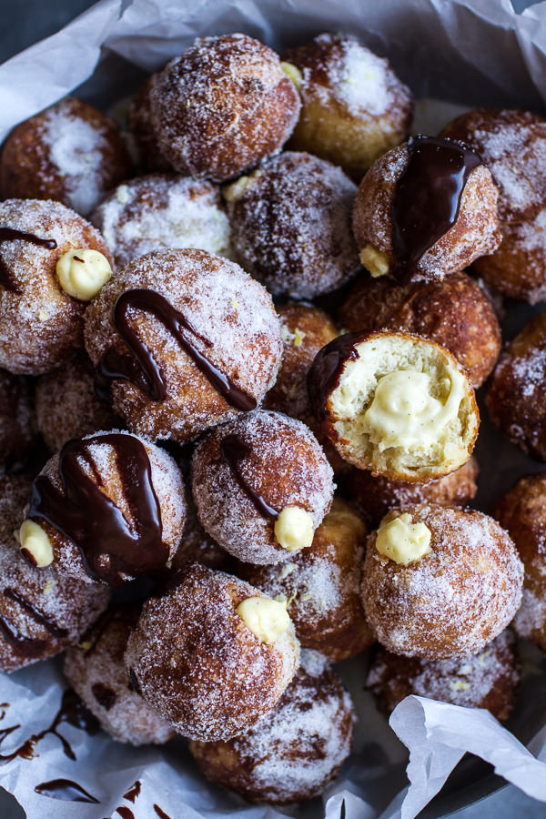 Vanilla Cream Filled Chocolate Doughnuts