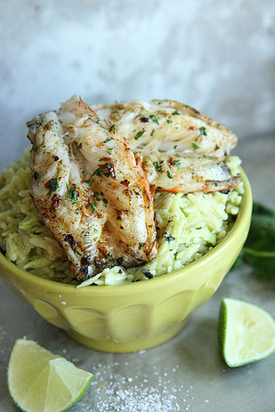 Avocado Orzo with Shrimp