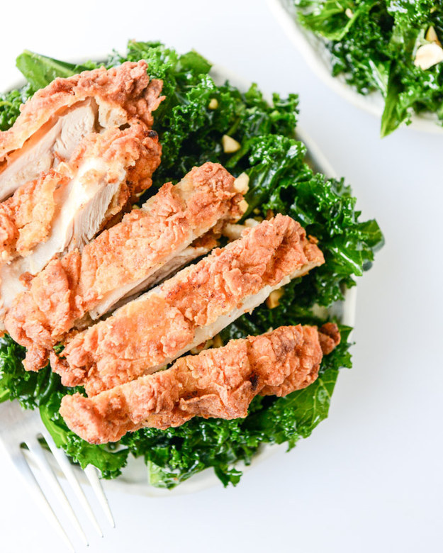 Chili Garlic Shredded Kale Salad with Chicken