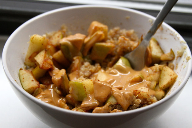 Cinnamon Apple and Peanut Butter Breakfast Quinoa