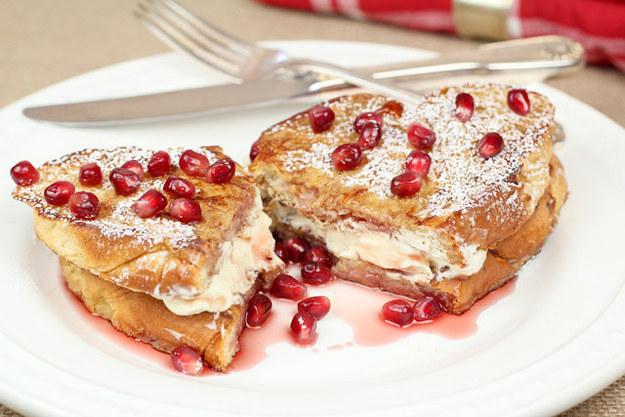 Cream Cheese Stuffed French Toast with Pomegranates
