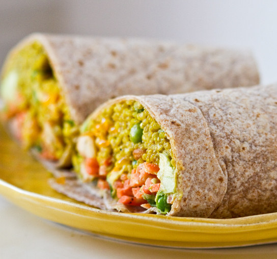 Curried Quinoa Wrap Spring Peas