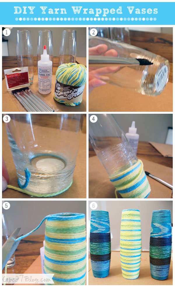DIY Yarn Wrapped Vase