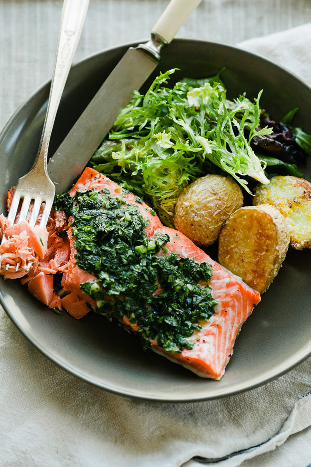 Easy Roasted Salmon with Crispy Potatoes