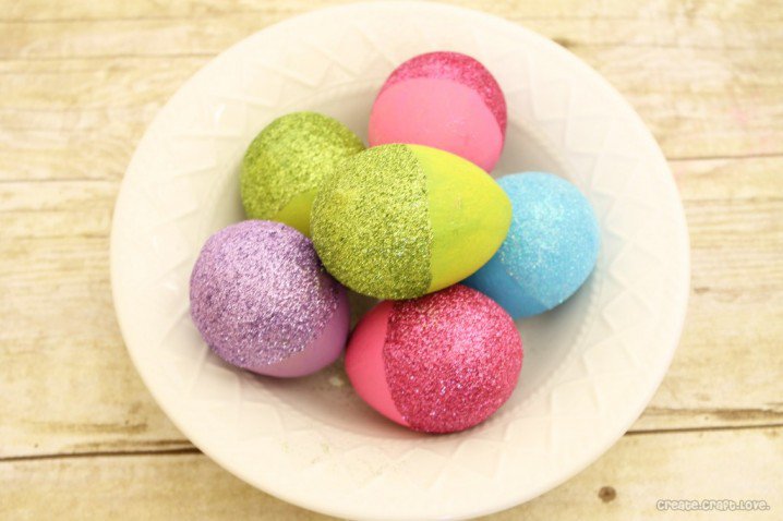 Glitter Dipped Easter Eggs