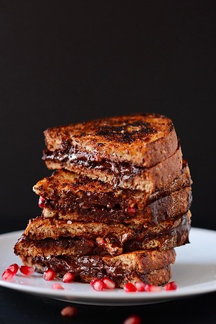 Grilled Almond Butter Dark Chocolate Pomegranate Sandwich