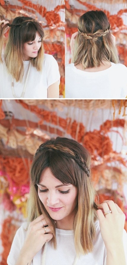 Half Up Braided Headband for Mid-length Hair