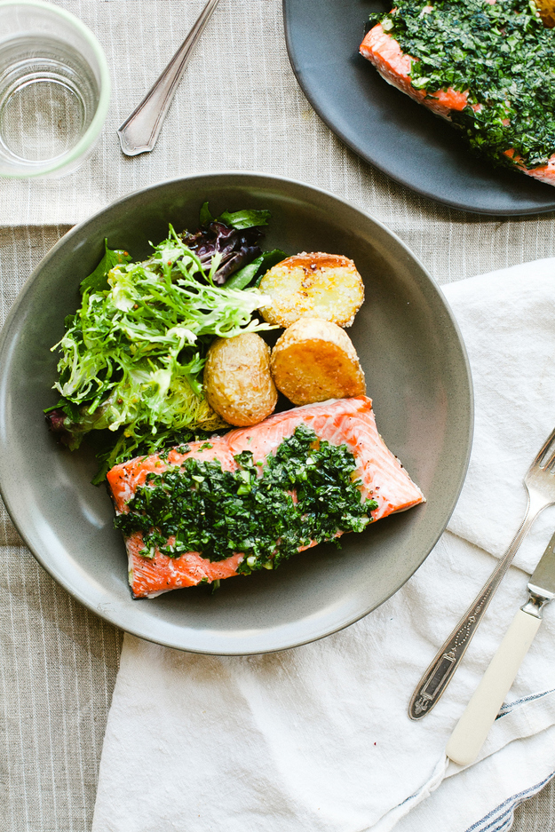 Herb-roasted Salmon with Fingerling Potatoes