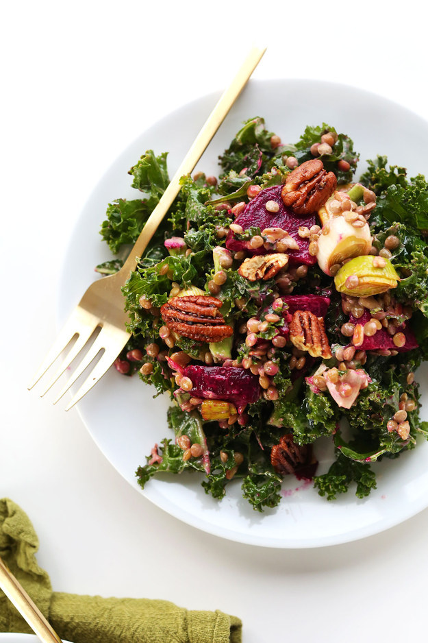 Kale, Lentil, and Roasted Beet Salad