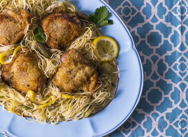 Lemon Caper Pasta with Artichokes and Chicken