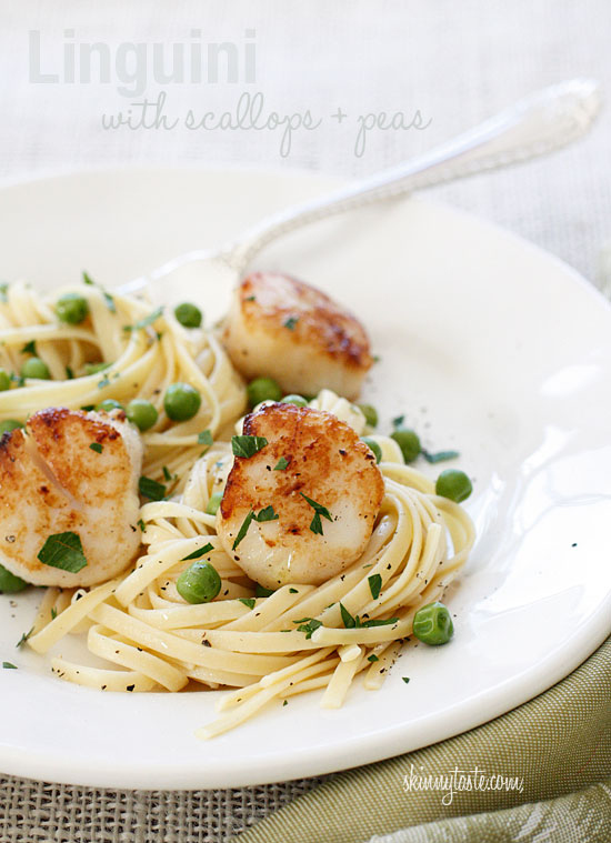 Linguini with Sauteed Scallops and Peas