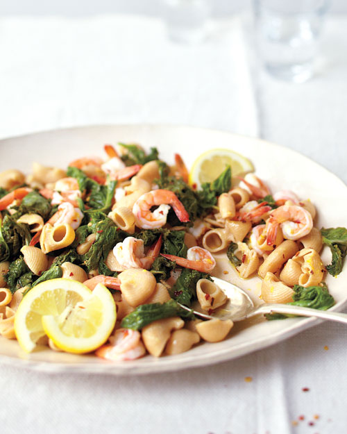 Mustard Greens Shrimp and Anchovy Pasta