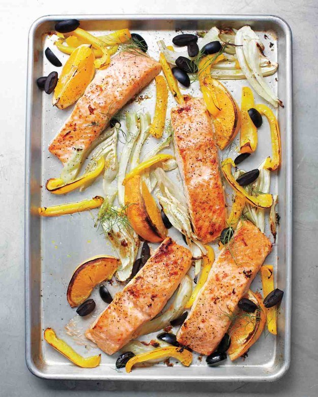 Salmon Fennel Bell Pepper and Olives