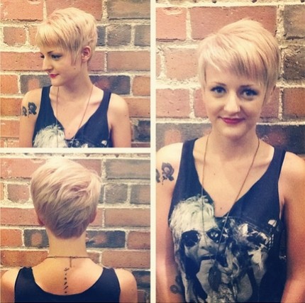 Short Blond Pixie Hair Cut