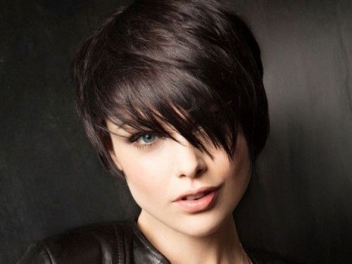 Short Hairstyle with Side Bangs for Thick Hair