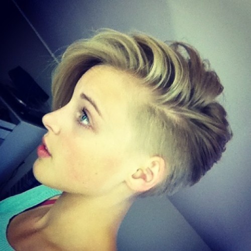 Short Shaved Hairstyle with Side Bangs