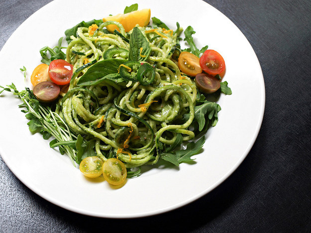 Zucchini Pasta and Creamy Avocado Cucumber Sauce