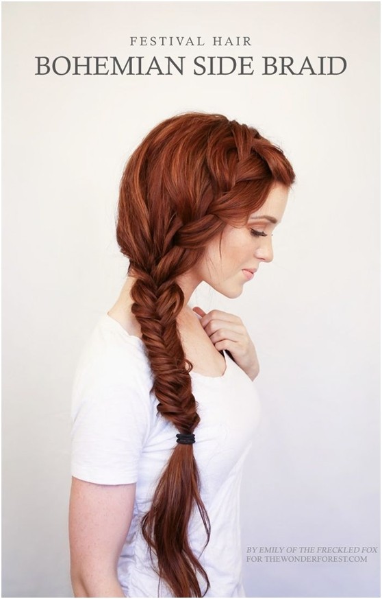 Bohemian Side Braid Hairstyle for Long Hair