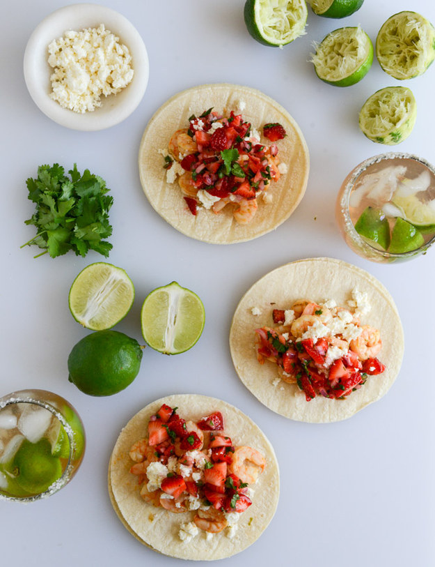 Chipotle Lime Shrimp Tacos with Strawberry Salsa