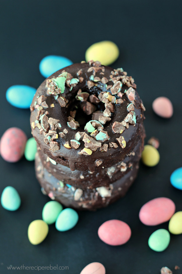 Double Chocolate Easter Candy Doughnuts