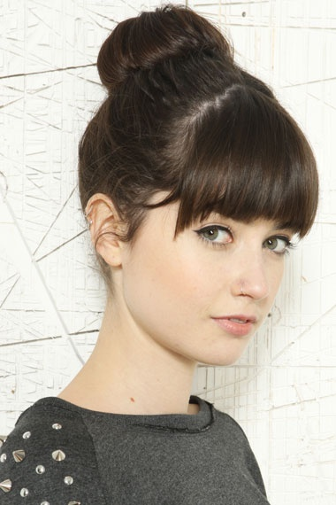 Easy Updo with Blunt Bangs