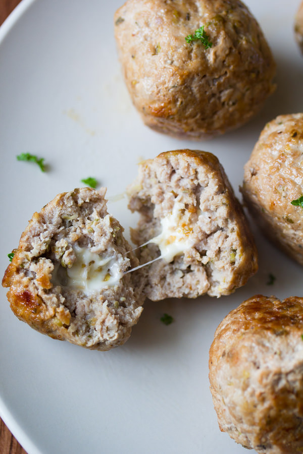 Feta-stuffed Greek Meatballs with Lemon-Garlic Yogurt Sauce