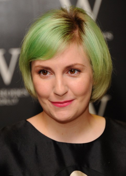 Lena Dunham Green Colored Short Bob Haircut