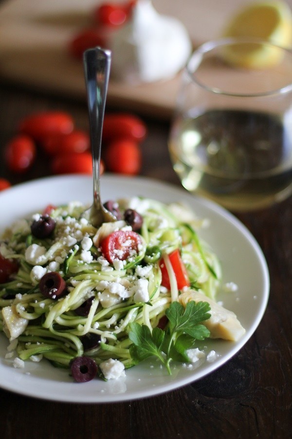 Medterranean Zucchini Noodle Pasta