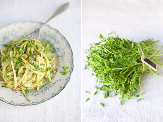 Mint and Mango Marinated Zucchini Spaghetti