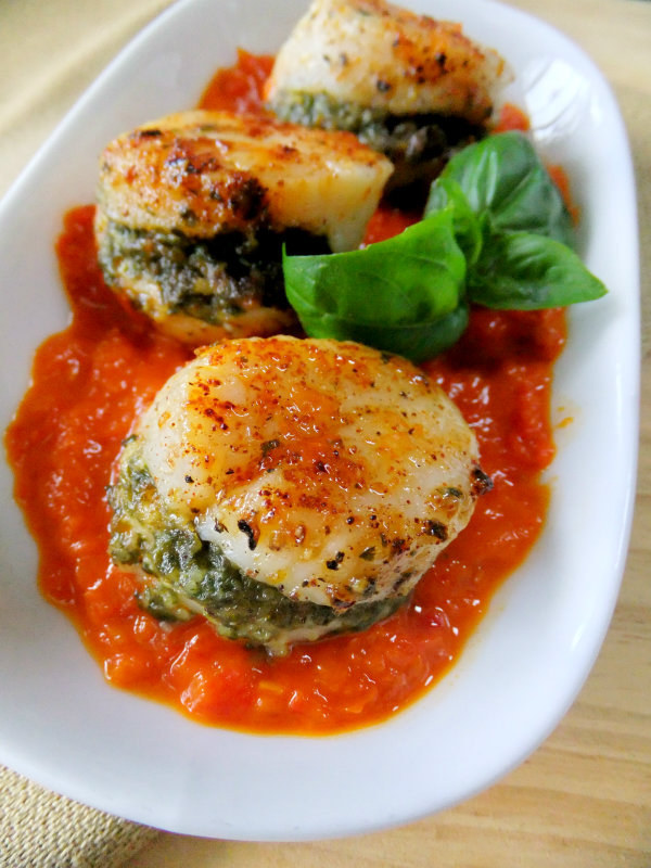 Pesto Stuffed Scallops