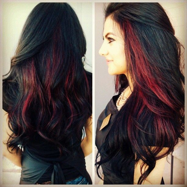 Red Highlighted Hairstyle for Black Hair