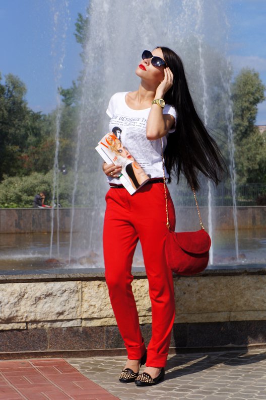 Red and White Outfit