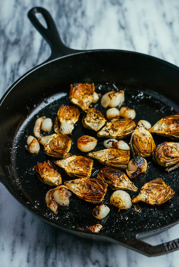 Roasted Baby Artichokes and Pearl Onions