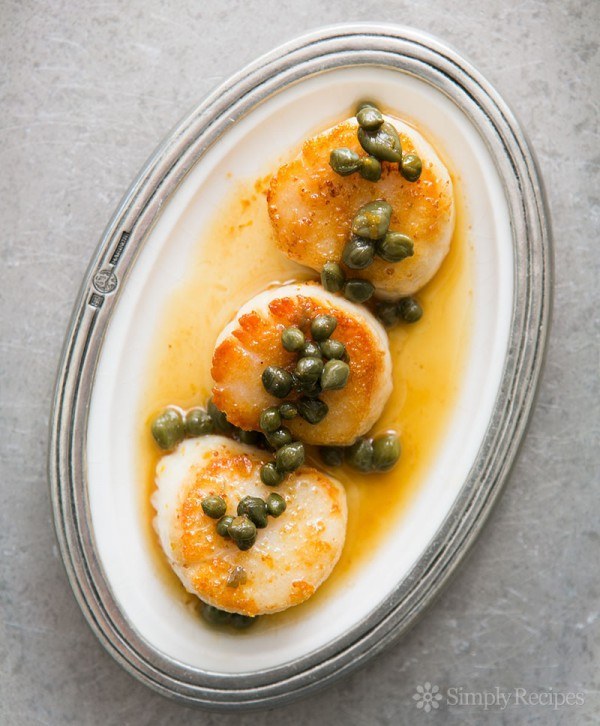 Seared Scallops with Brown Butter Caper Sauce