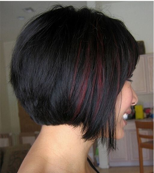Short Bob Hairstyle with Red Highlights