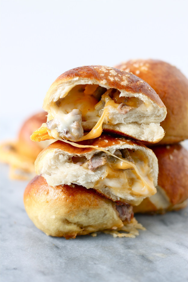 Steak and Cheese Stuffed Pretzel Bites