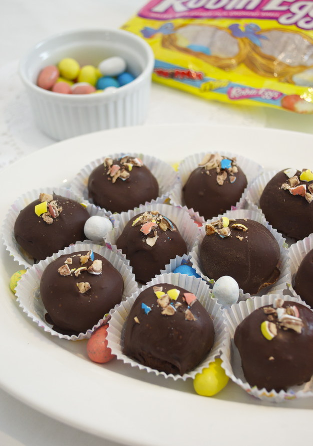 Stuffed Chocolate Malt Ball Truffles