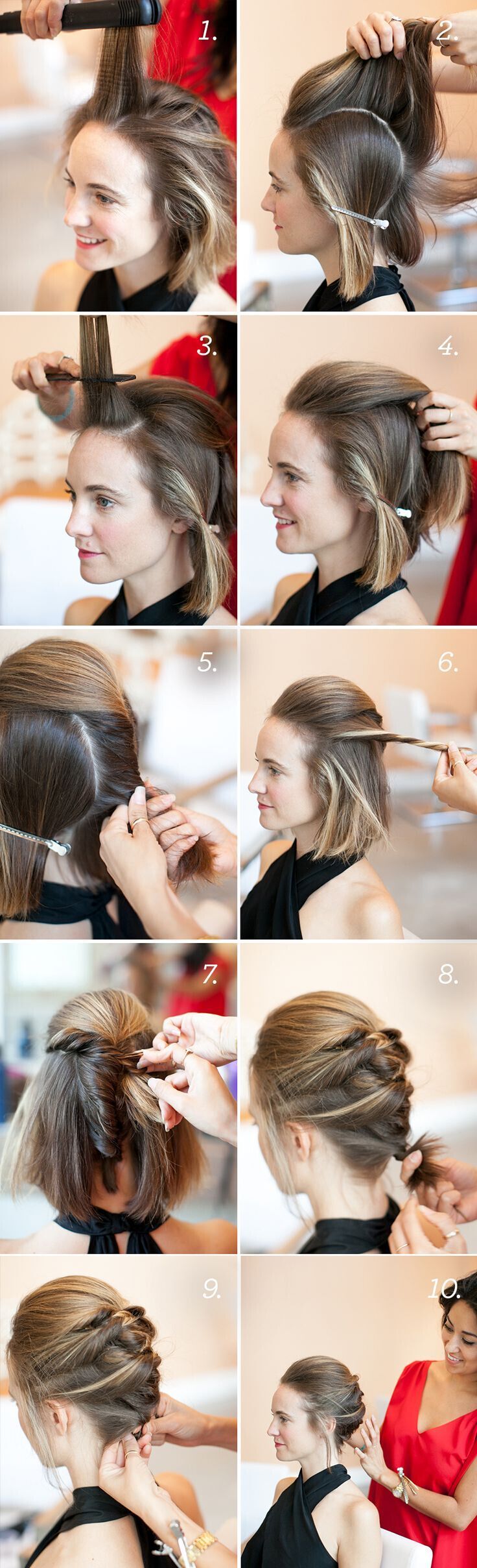 Textured French Braided Updo for Short Hair