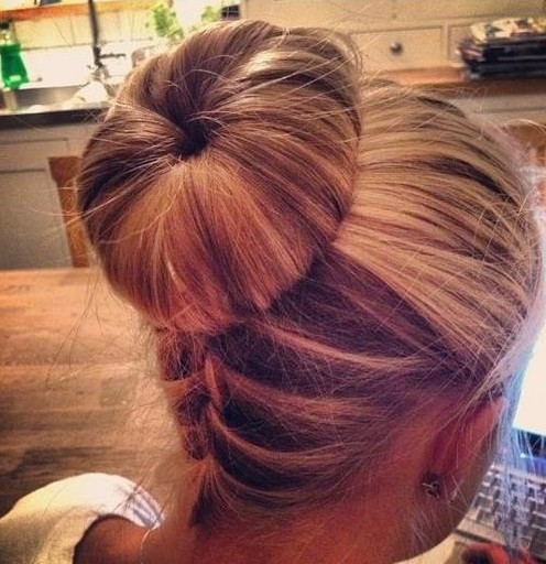 Upside Down Braided Bun Hairstyle