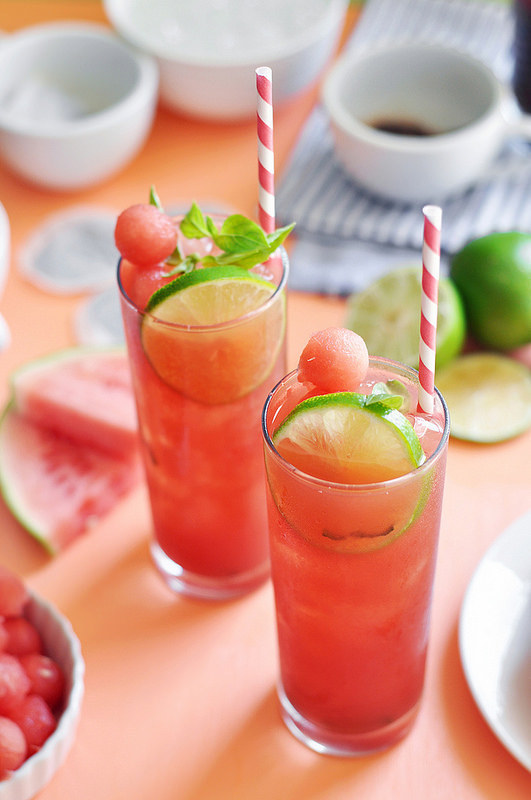 Watermelon Basil Lime Iced Tea