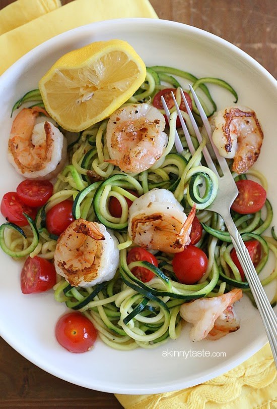 Zoodles with Lemon-garlic Spicy Shrimp