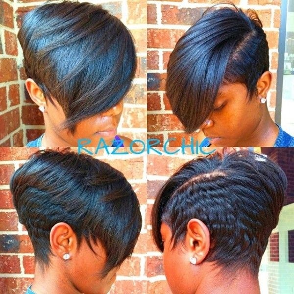 Black Pixie Haircut with Side Bangs