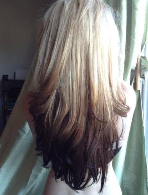 Blonde to Black Reverse Ombre Hairstyle