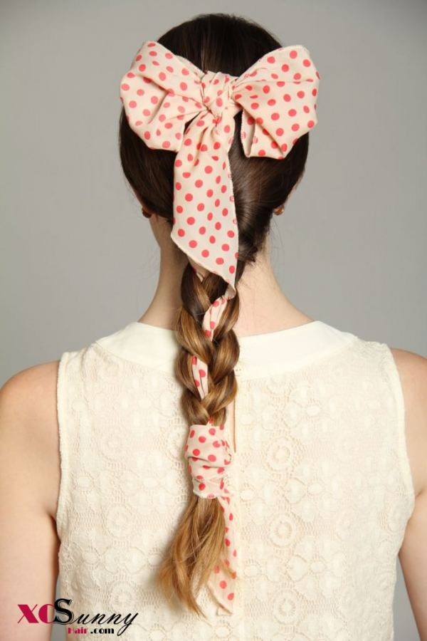 Braided Ponytail with Bow Scarf